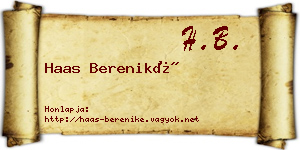 Haas Bereniké névjegykártya
